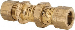 Parker - 3/8" OD, Brass Bulkhead Union - 1,000 Max Working psi, -65 to 250°F, Comp x Comp Ends - Exact Tool & Supply