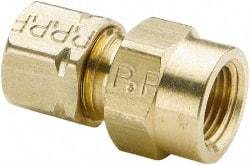 Parker - 5/8" OD, Brass Female Connector - 650 Max Working psi, -65 to 250°F, Comp x FNPT Ends - Exact Tool & Supply