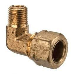Parker - 3/8" OD, Brass Male Elbow - 1,000 Max Working psi, -65 to 250°F, Comp x MNPT Ends - Exact Tool & Supply