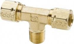 Parker - 3/16" OD, Brass Male Branch Tee - 1,900 Max Working psi, -65 to 250°F, Comp x Comp x MNPT Ends - Exact Tool & Supply