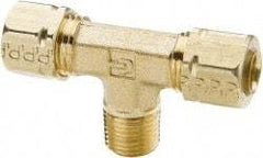 Parker - 3/16" OD, Brass Male Branch Tee - 1,900 Max Working psi, -65 to 250°F, Comp x Comp x MNPT Ends - Exact Tool & Supply