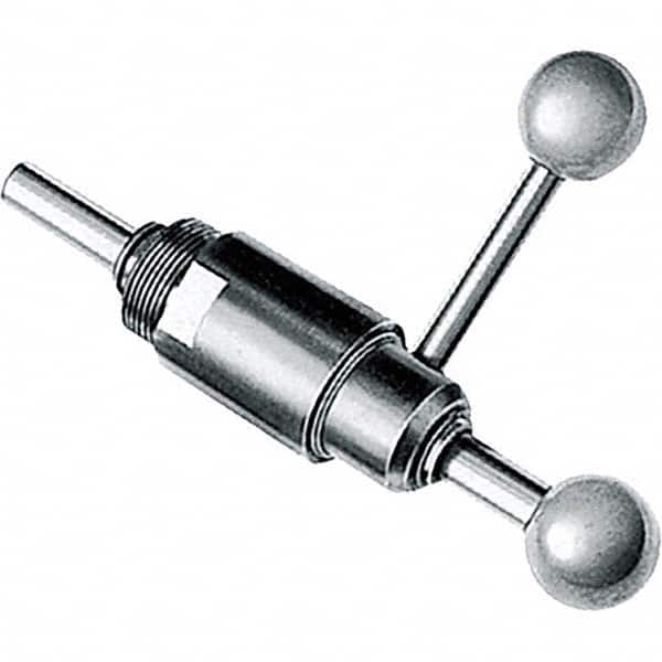 De-Sta-Co - 3,000 N Capacity, M6 Plunger, 12mm Plunger Diam, Through Hole Mt, Two Hand, Plunger & Hand Lever Actuation, Variable Stroke Straight Line Action Clamp - Exact Tool & Supply