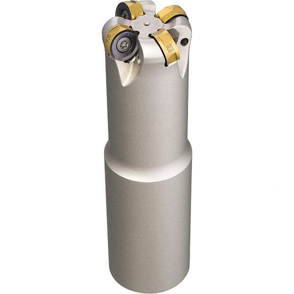 Iscar - 1-1/2" Cut Diam, 0.34" Max Depth, 1/2" Arbor Hole, 5 Inserts, H400 RNHU Insert Style, Indexable Copy Face Mill - H400 FR-12 Cutter Style, 1.38" High, Through Coolant, Series Helido - Exact Tool & Supply