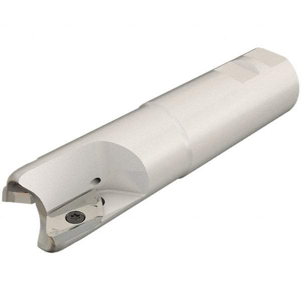 Iscar - 1" Cut Diam, 0.807" Max Depth of Cut, 1" Shank Diam, 5.3" OAL, Indexable Square Shoulder End Mill - Weldon Shank, 90° Lead Angle, Through Coolant, Series Helialu - Exact Tool & Supply
