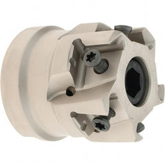 Iscar - 4 Inserts, 1-1/2" Cut Diam, 3/4" Arbor Diam, 0.492" Max Depth of Cut, Indexable Square-Shoulder Face Mill - 0/90° Lead Angle, 1.57" High, T490 LN.. 1306 Insert Compatibility, Through Coolant, Series Helitang - Exact Tool & Supply