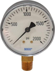 Wika - 2-1/2" Dial, 1/4 Thread, 0-2,000 Scale Range, Pressure Gauge - Lower Connection Mount, Accurate to 3-2-3% of Scale - Exact Tool & Supply