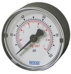 Wika - 2-1/2" Dial, 1/4 Thread, 0-600 Scale Range, Pressure Gauge - U-Clamp Panel Mount, Center Back Connection Mount, Accurate to 3-2-3% of Scale - Exact Tool & Supply
