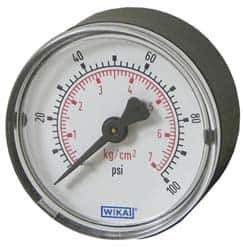 Wika - 2" Dial, 1/4 Thread, 0-400 Scale Range, Pressure Gauge - Center Back Connection Mount, Accurate to 3-2-3% of Scale - Exact Tool & Supply