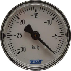Wika - 2" Dial, 1/4 Thread, 30-0 Scale Range, Pressure Gauge - Center Back Connection Mount, Accurate to 3-2-3% of Scale - Exact Tool & Supply