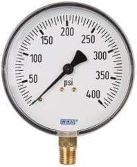 Wika - 4" Dial, 1/4 Thread, 0-400 Scale Range, Pressure Gauge - Lower Connection Mount, Accurate to 3-2-3% of Scale - Exact Tool & Supply