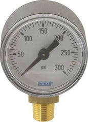 Wika - 1-1/2" Dial, 1/8 Thread, 0-300 Scale Range, Pressure Gauge - Lower Connection Mount, Accurate to 3-2-3% of Scale - Exact Tool & Supply
