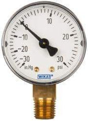 Wika - 2" Dial, 1/4 Thread, 30-0-30 Scale Range, Pressure Gauge - Lower Connection Mount, Accurate to 3-2-3% of Scale - Exact Tool & Supply