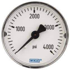 Wika - 2" Dial, 1/4 Thread, 0-4,000 Scale Range, Pressure Gauge - Center Back Connection Mount, Accurate to 3-2-3% of Scale - Exact Tool & Supply
