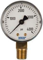 Wika - 2" Dial, 1/4 Thread, 0-4,000 Scale Range, Pressure Gauge - Lower Connection Mount, Accurate to 3-2-3% of Scale - Exact Tool & Supply