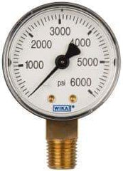 Wika - 2" Dial, 1/4 Thread, 0-6,000 Scale Range, Pressure Gauge - Lower Connection Mount, Accurate to 3-2-3% of Scale - Exact Tool & Supply