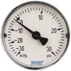 Wika - 2" Dial, 1/4 Thread, 30-0-30 Scale Range, Pressure Gauge - Center Back Connection Mount, Accurate to 3-2-3% of Scale - Exact Tool & Supply
