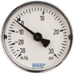 Wika - 2" Dial, 1/4 Thread, 30-0-30 Scale Range, Pressure Gauge - Center Back Connection Mount, Accurate to 3-2-3% of Scale - Exact Tool & Supply