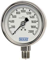 Wika - 4" Dial, 1/4 Thread, 0-160 Scale Range, Pressure Gauge - Lower Connection Mount, Accurate to 1% of Scale - Exact Tool & Supply