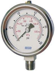 Wika - 2-1/2" Dial, 1/4 Thread, 0-30 Scale Range, Pressure Gauge - Lower Connection Mount, Accurate to 2-1-2% of Scale - Exact Tool & Supply