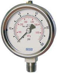 Wika - 2-1/2" Dial, 1/4 Thread, 0-30 Scale Range, Pressure Gauge - Lower Connection Mount, Accurate to 2-1-2% of Scale - Exact Tool & Supply