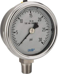 Wika - 2-1/2" Dial, 1/4 Thread, 0-30 Scale Range, Pressure Gauge - Lower Connection Mount, Accurate to 2-1-2% of Scale - Exact Tool & Supply