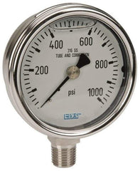 Wika - 2-1/2" Dial, 1/4 Thread, 0-1,000 Scale Range, Pressure Gauge - Lower Connection Mount, Accurate to 2-1-2% of Scale - Exact Tool & Supply