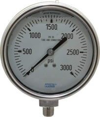 Wika - 4" Dial, 1/4 Thread, 0-3,000 Scale Range, Pressure Gauge - Lower Connection Mount, Accurate to 1% of Scale - Exact Tool & Supply