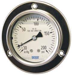 Wika - 2-1/2" Dial, 1/4 Thread, 0-100 Scale Range, Pressure Gauge - Lower Back Connection Mount, Accurate to 2-1-2% of Scale - Exact Tool & Supply