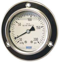 Wika - 2-1/2" Dial, 1/4 Thread, 0-30 Scale Range, Pressure Gauge - Lower Back Connection Mount, Accurate to 2-1-2% of Scale - Exact Tool & Supply