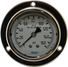 Wika - 2-1/2" Dial, 1/4 Thread, 0-160 Scale Range, Pressure Gauge - Lower Back Connection Mount, Accurate to 2-1-2% of Scale - Exact Tool & Supply