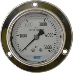 Wika - 2-1/2" Dial, 1/4 Thread, 0-5,000 Scale Range, Pressure Gauge - Lower Back Connection Mount, Accurate to 2-1-2% of Scale - Exact Tool & Supply