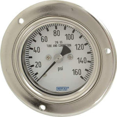 Wika - 2-1/2" Dial, 1/4 Thread, 0-160 Scale Range, Pressure Gauge - Lower Back Connection Mount, Accurate to 2-1-2% of Scale - Exact Tool & Supply