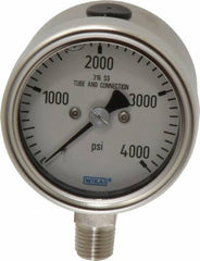 Wika - 2-1/2" Dial, 1/4 Thread, 0-4,000 Scale Range, Pressure Gauge - Lower Connection Mount, Accurate to 2-1-2% of Scale - Exact Tool & Supply