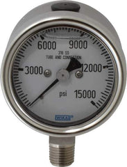 Wika - 2-1/2" Dial, 1/4 Thread, 0-15,000 Scale Range, Pressure Gauge - Lower Connection Mount, Accurate to 2-1-2% of Scale - Exact Tool & Supply