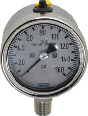 Wika - 2-1/2" Dial, 1/4 Thread, 160 Scale Range, Pressure Gauge - Lower Connection Mount, Accurate to 2-1-2% of Scale - Exact Tool & Supply