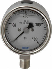 Wika - 2-1/2" Dial, 1/4 Thread, 400 Scale Range, Pressure Gauge - Lower Connection Mount, Accurate to 2-1-2% of Scale - Exact Tool & Supply