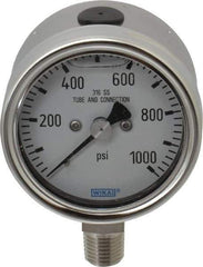 Wika - 2-1/2" Dial, 1/4 Thread, 1,000 Scale Range, Pressure Gauge - Lower Connection Mount, Accurate to 2-1-2% of Scale - Exact Tool & Supply
