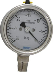 Wika - 2-1/2" Dial, 1/4 Thread, 30 Scale Range, Pressure Gauge - Lower Connection Mount, Accurate to 2-1-2% of Scale - Exact Tool & Supply