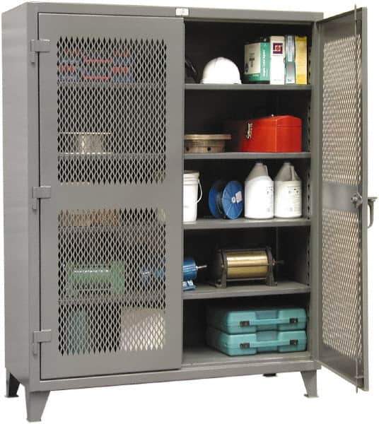 Strong Hold - 4 Shelf Visible Storage Cabinet - Steel, 36" Wide x 24" Deep x 72" High, Dark Gray - Exact Tool & Supply