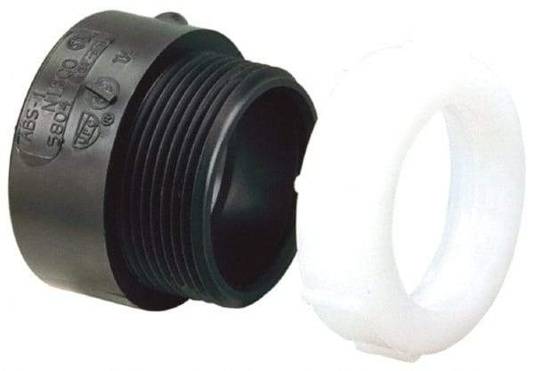 NIBCO - 1-1/2", ABS Drain, Waste & Vent Pipe Trap Adapter - Hub x SJ with Brass Nut - Exact Tool & Supply