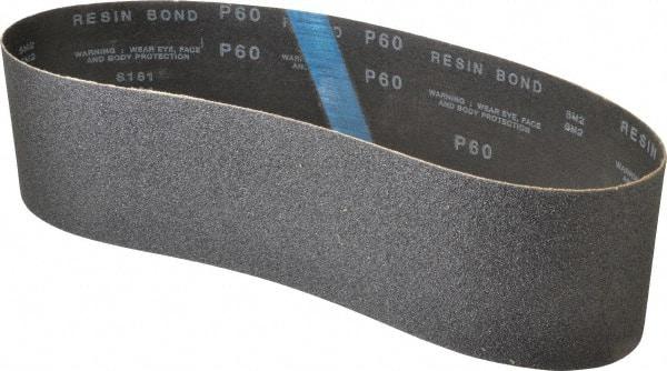 Made in USA - 4" Wide x 36" OAL, 60 Grit, Silicon Carbide Abrasive Belt - Silicon Carbide, Medium, Coated, X/Y Weighted Cloth Backing, Wet/Dry, Series S181 - Exact Tool & Supply