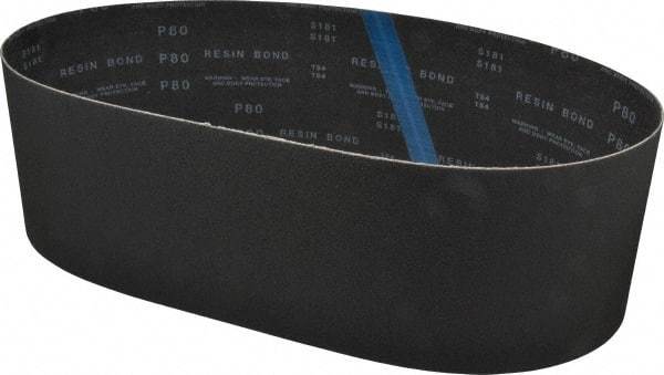 Made in USA - 6" Wide x 48" OAL, 80 Grit, Silicon Carbide Abrasive Belt - Silicon Carbide, Medium, Coated, X/Y Weighted Cloth Backing, Wet/Dry, Series S181 - Exact Tool & Supply