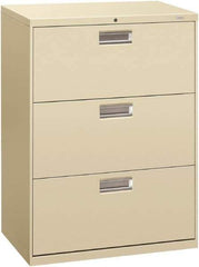 Hon - 30" Wide x 40-7/8" High x 19-1/4" Deep, 3 Drawer Roll-Out - Steel, Putty - Exact Tool & Supply