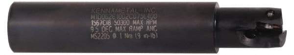 Kennametal - 5/8" Cut Diam, 0.396" Max Depth of Cut, 3/4" Shank Diam, 4" OAL, Indexable Square Shoulder End Mill - EC10.., EP10.. Inserts, Cylindrical Shank, 0° Lead Angle, Through Coolant - Exact Tool & Supply