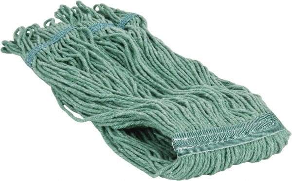 PRO-SOURCE - 5" Green Head Band, Large PET Loop End Mop Pad - 4 Ply, Quick Change Connection, Use for General Purpose - Exact Tool & Supply