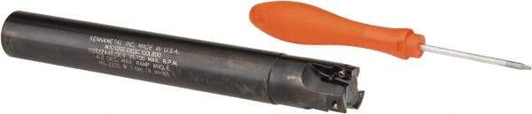 Kennametal - 1" Cut Diam, 0.395" Max Depth of Cut, 1" Shank Diam, 8" OAL, Indexable Square Shoulder End Mill - EC10.., EP10.. Inserts, Cylindrical Shank, 0° Lead Angle, Through Coolant - Exact Tool & Supply