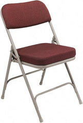 NPS - 18" Wide x 20-3/4" Deep x 32" High, Steel & Fabric Folding Chair with Fabric Padded Seat - Burgundy - Exact Tool & Supply