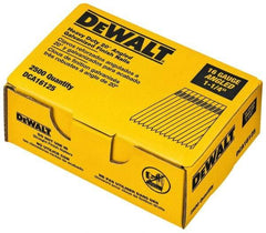DeWALT - 16 Gauge 1-1/4" Long Finishing Nails for Power Nailers - Grade 2 Steel, Galvanized Finish, Angled Stick Collation - Exact Tool & Supply
