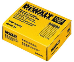 DeWALT - 16 Gauge 1-1/4" Long Finishing Nails for Power Nailers - Grade 2 Steel, Galvanized Finish, Straight Stick Collation - Exact Tool & Supply