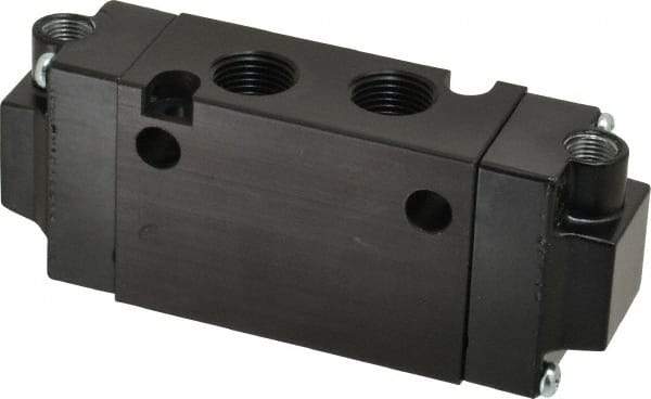 Parker - 3/8", 4-Way Body Ported Stacking Solenoid Valve - 1.4 CV Rate, 1.89" High x 4.7" Long - Exact Tool & Supply